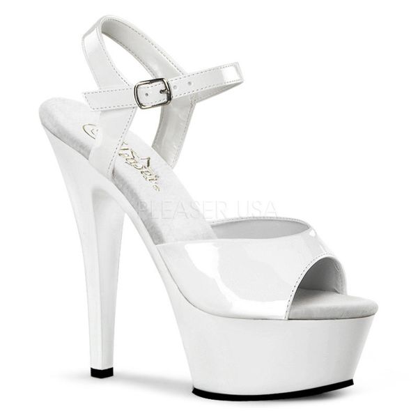 Klassische Plateau Sandalette weiss Lack KISS-209